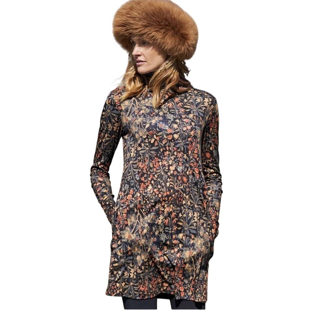 Peruvian Connection Forest Tapestry Floral Tunic Dress XS Long Sleeve Fairt